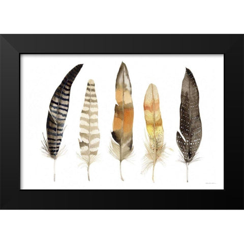 Natural Feathers Black Modern Wood Framed Art Print by McKenna, Kathleen Parr