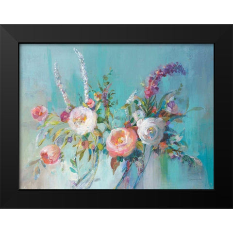 Avalon Blooms Black Modern Wood Framed Art Print by Nai, Danhui