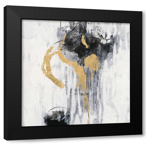 Golden Rain I Black Modern Wood Framed Art Print with Double Matting by Vassileva, Silvia