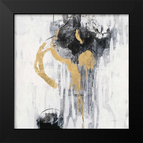 Golden Rain I Black Modern Wood Framed Art Print by Vassileva, Silvia