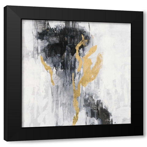 Golden Rain II Black Modern Wood Framed Art Print by Vassileva, Silvia