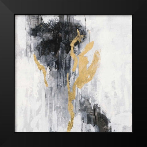 Golden Rain II Black Modern Wood Framed Art Print by Vassileva, Silvia