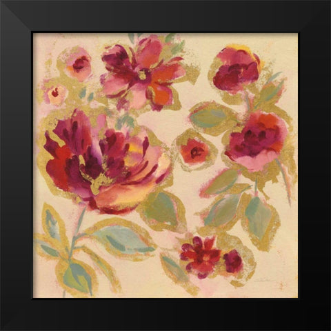 Gilded Loose Floral I Black Modern Wood Framed Art Print by Vassileva, Silvia
