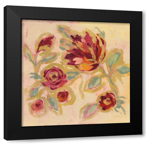 Gilded Loose Floral II Black Modern Wood Framed Art Print by Vassileva, Silvia
