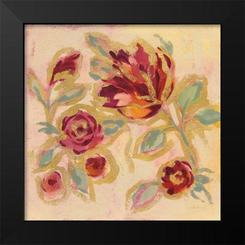 Gilded Loose Floral II Black Modern Wood Framed Art Print by Vassileva, Silvia