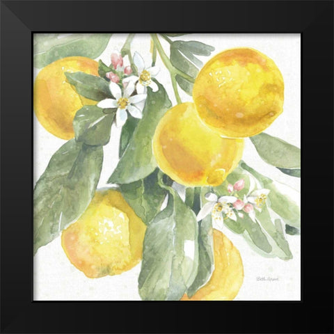 Citrus Charm Lemons II Black Modern Wood Framed Art Print by Grove, Beth