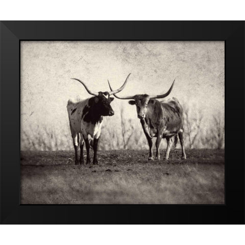 Texas Longhorns Black Modern Wood Framed Art Print by Van Swearingen, Debra