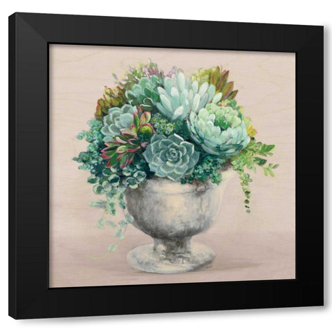 Festive Succulents I Blush Black Modern Wood Framed Art Print by Purinton, Julia