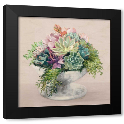 Festive Succulents II Blush Black Modern Wood Framed Art Print by Purinton, Julia