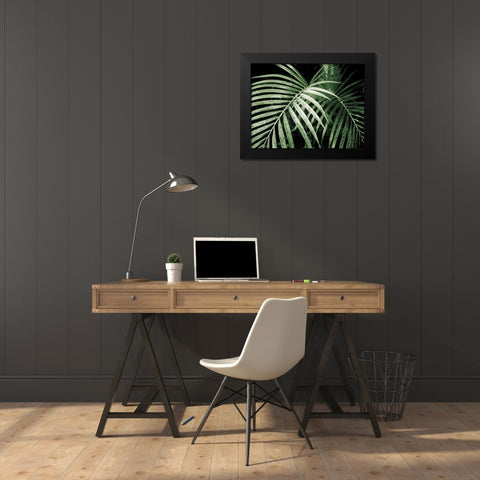 Palm Fronds Green Black Modern Wood Framed Art Print by Van Swearingen, Debra