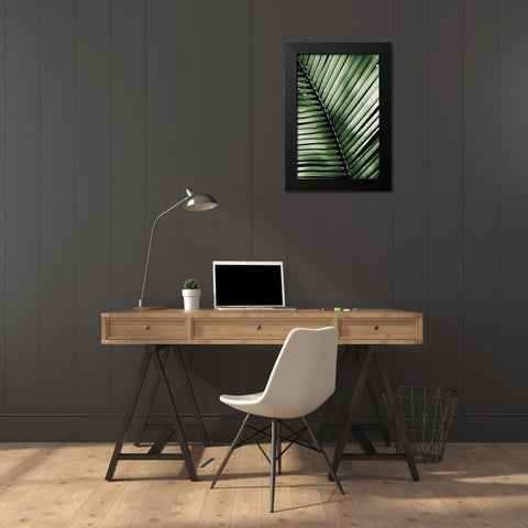 Palm Frond I Green Black Modern Wood Framed Art Print by Van Swearingen, Debra