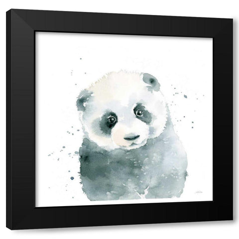 Panda Cub Black Modern Wood Framed Art Print with Double Matting by Pete, Katrina