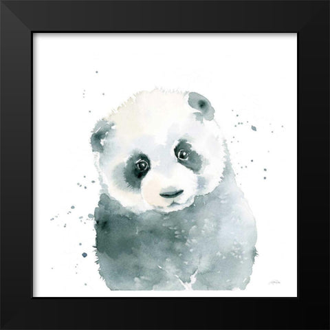 Panda Cub Black Modern Wood Framed Art Print by Pete, Katrina