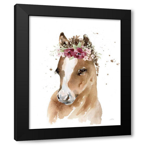 Floral Pony Black Modern Wood Framed Art Print with Double Matting by Pete, Katrina
