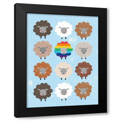 Be Ewe Brown and Rainbow Sheep 5x7 Black Modern Wood Framed Art Print by Hershey, Moira