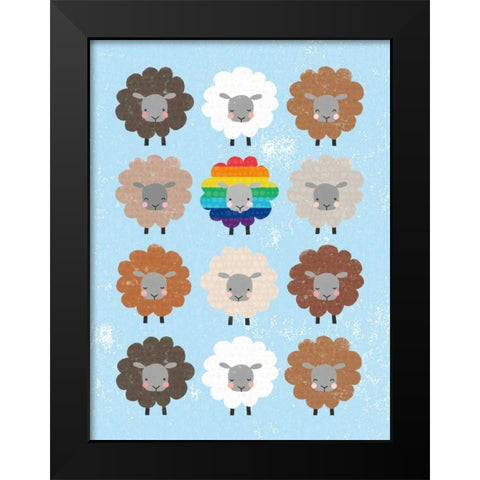 Be Ewe Brown and Rainbow Sheep 5x7 Black Modern Wood Framed Art Print by Hershey, Moira