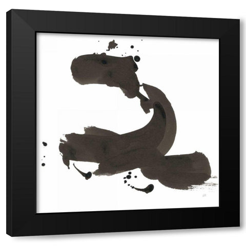 Ink Drops II Black Modern Wood Framed Art Print with Double Matting by Paschke, Chris