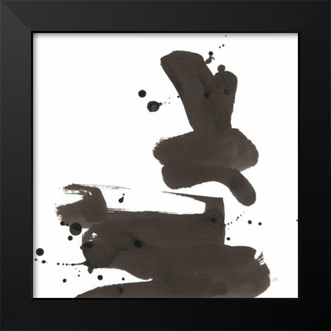 Ink Drops III Black Modern Wood Framed Art Print by Paschke, Chris