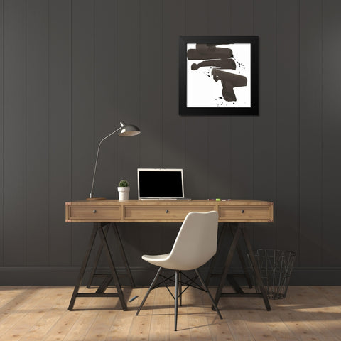 Ink Drops IV Black Modern Wood Framed Art Print by Paschke, Chris