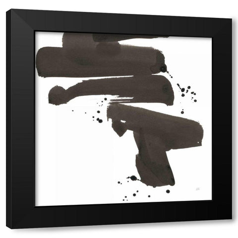 Ink Drops IV Black Modern Wood Framed Art Print with Double Matting by Paschke, Chris