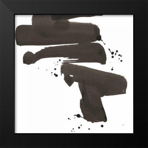 Ink Drops IV Black Modern Wood Framed Art Print by Paschke, Chris