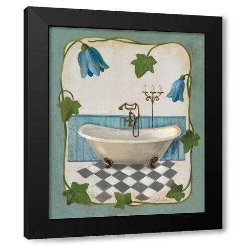 Bell Flower Bath I on Ivory Black Modern Wood Framed Art Print by Vassileva, Silvia