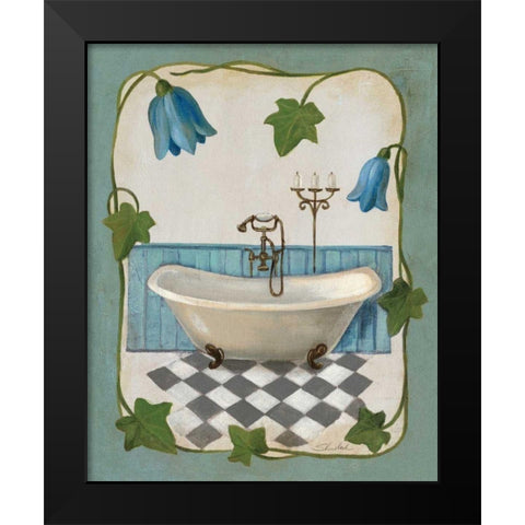 Bell Flower Bath I on Ivory Black Modern Wood Framed Art Print by Vassileva, Silvia
