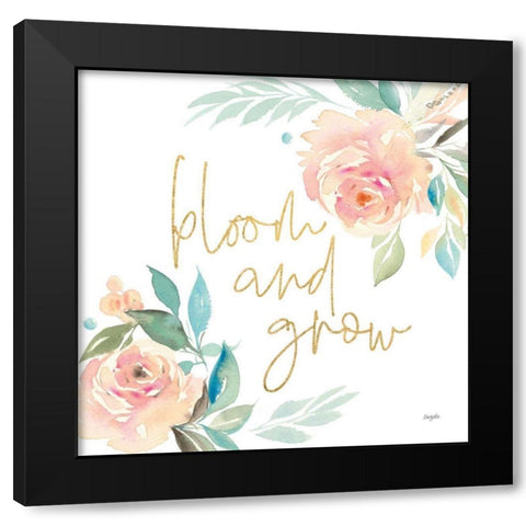Watercolor Blossom V Black Modern Wood Framed Art Print by Rice, Kristy