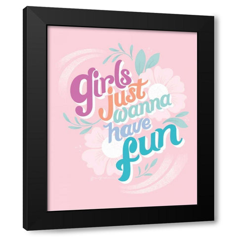 Girls I Pink Black Modern Wood Framed Art Print by Graham, Gia