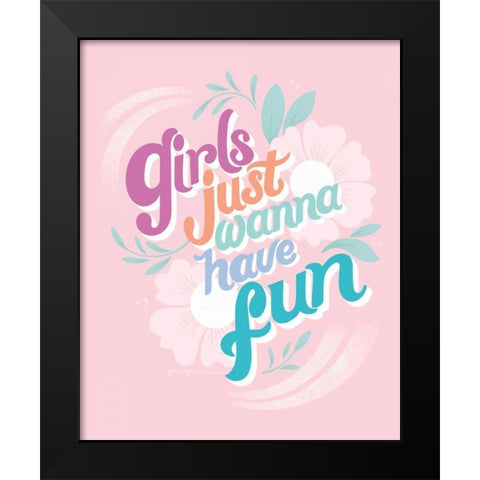 Girls I Pink Black Modern Wood Framed Art Print by Graham, Gia