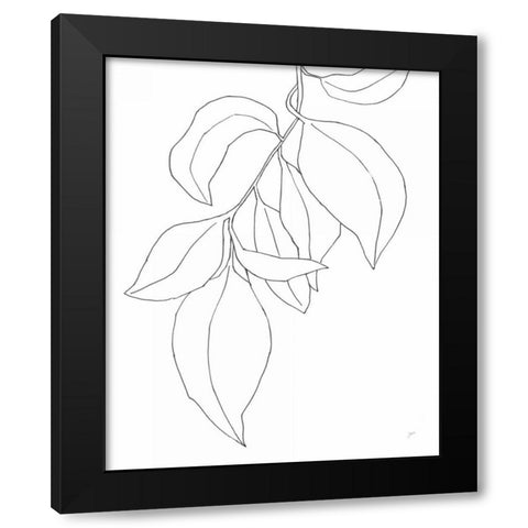 Line Leaves I Black Modern Wood Framed Art Print with Double Matting by Panganiban, Karyn