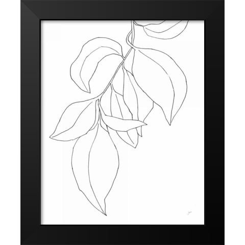 Line Leaves I Black Modern Wood Framed Art Print by Panganiban, Karyn
