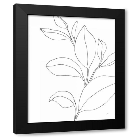 Line Leaves II Black Modern Wood Framed Art Print with Double Matting by Panganiban, Karyn