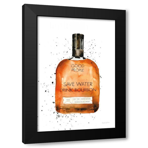 Save Water Drink Bourbon Black Modern Wood Framed Art Print with Double Matting by Charro, Mercedes Lopez