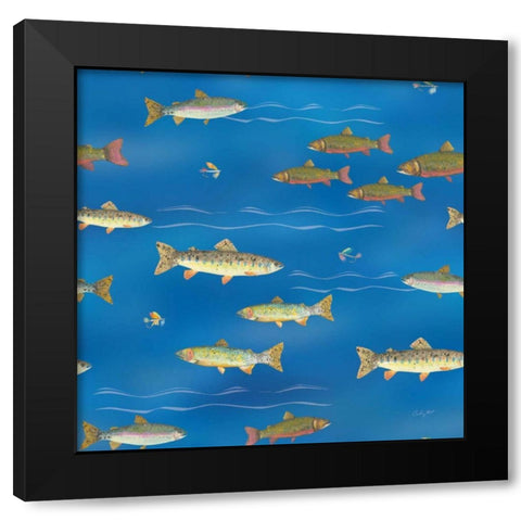 Angling in The Stream Pattern IB Black Modern Wood Framed Art Print with Double Matting by Prahl, Courtney