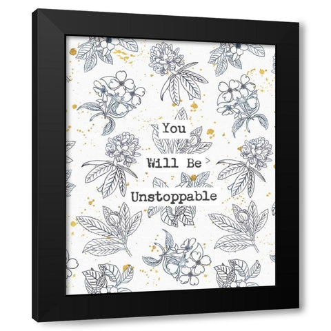 Indigo Blooms Unstoppable Black Modern Wood Framed Art Print by Wild Apple Portfolio