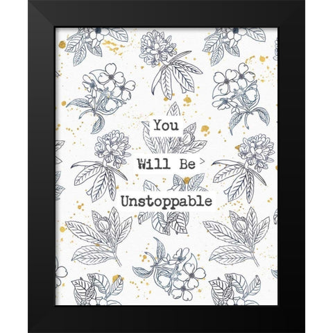 Indigo Blooms Unstoppable Black Modern Wood Framed Art Print by Wild Apple Portfolio