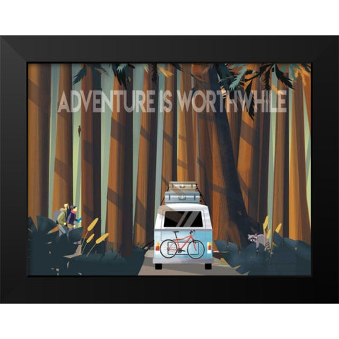 Into the Woods Black Modern Wood Framed Art Print by Escalante, Omar