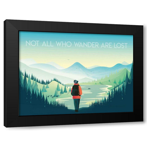 Not All Who Wander Black Modern Wood Framed Art Print with Double Matting by Escalante, Omar