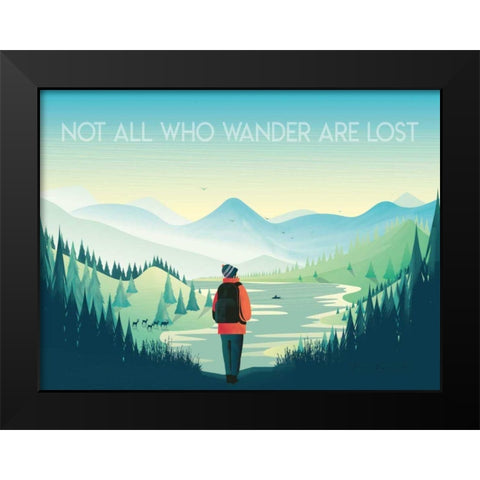 Not All Who Wander Black Modern Wood Framed Art Print by Escalante, Omar