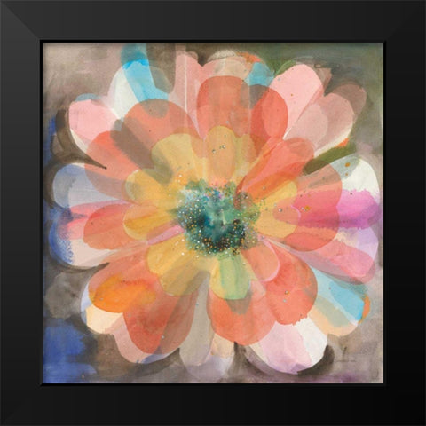 Kaleidoscope Flower Black Modern Wood Framed Art Print by Nai, Danhui