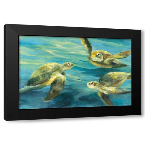 Sea Turtles Black Modern Wood Framed Art Print with Double Matting by Purinton, Julia