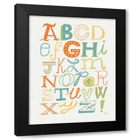 Funky Letters Bright Black Modern Wood Framed Art Print with Double Matting by Mullan, Michael
