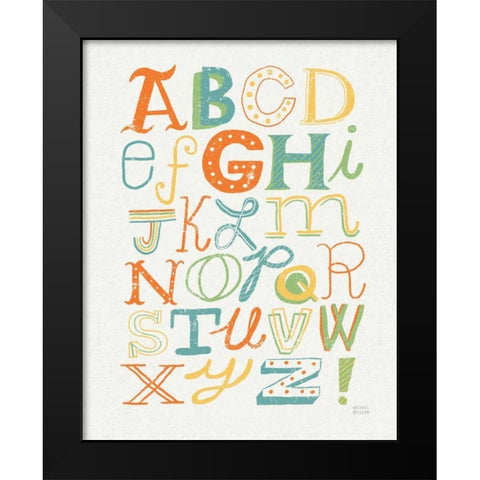 Funky Letters Bright Black Modern Wood Framed Art Print by Mullan, Michael