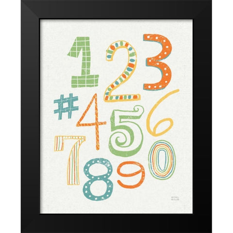 Funky Letters Bright Black Modern Wood Framed Art Print by Mullan, Michael