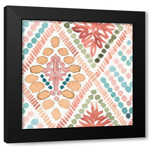 Macrame Meander Pattern V Black Modern Wood Framed Art Print by June, Dina