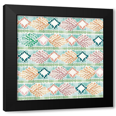 Macrame Meander Pattern VI Black Modern Wood Framed Art Print with Double Matting by June, Dina