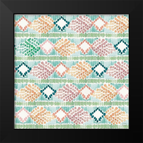 Macrame Meander Pattern VI Black Modern Wood Framed Art Print by June, Dina