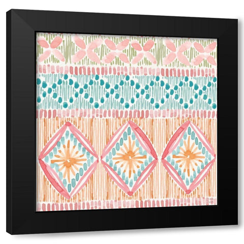 Macrame Meander Pattern VII Black Modern Wood Framed Art Print by June, Dina