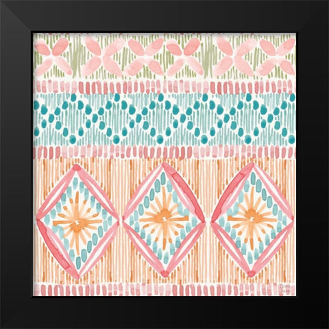Macrame Meander Pattern VII Black Modern Wood Framed Art Print by June, Dina